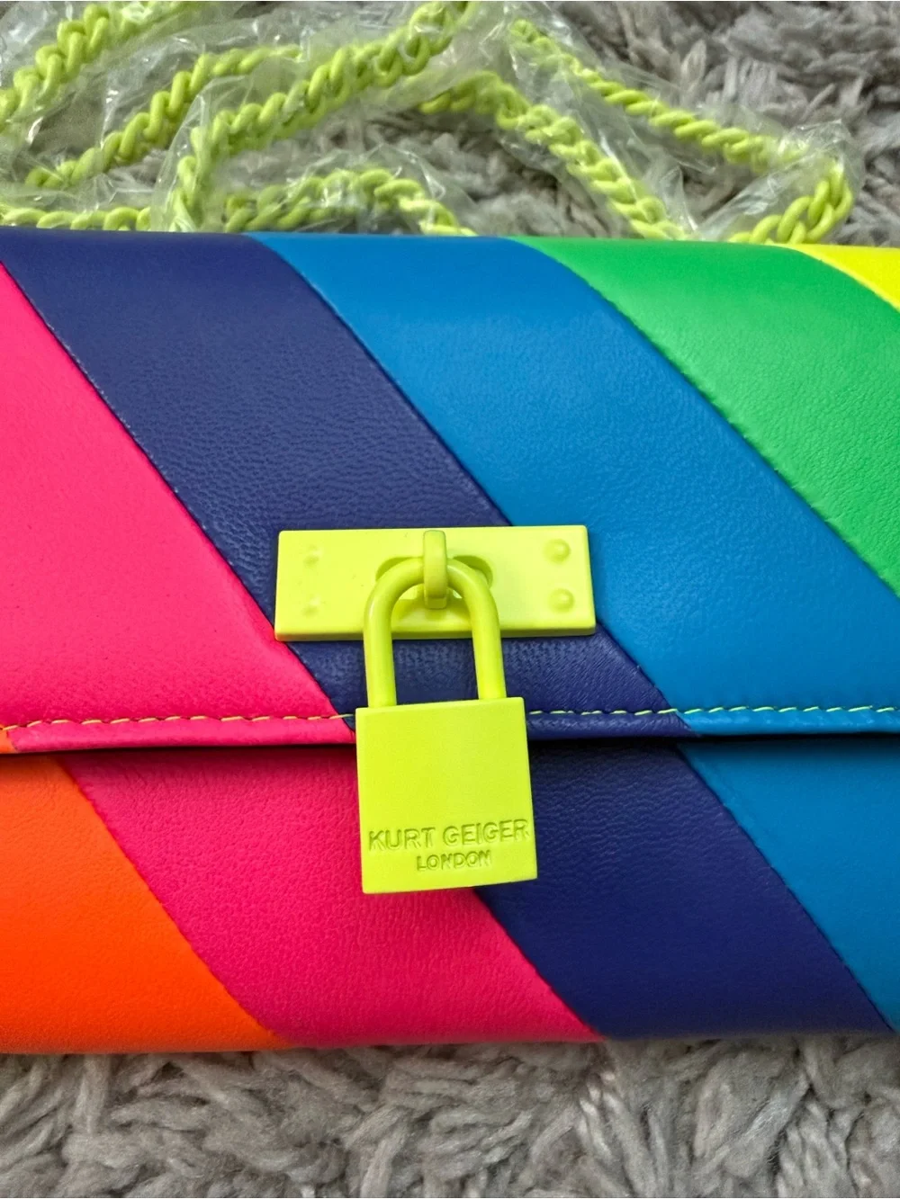 Kurt Geiger Neon Rainbow Leather Crossbody Bag